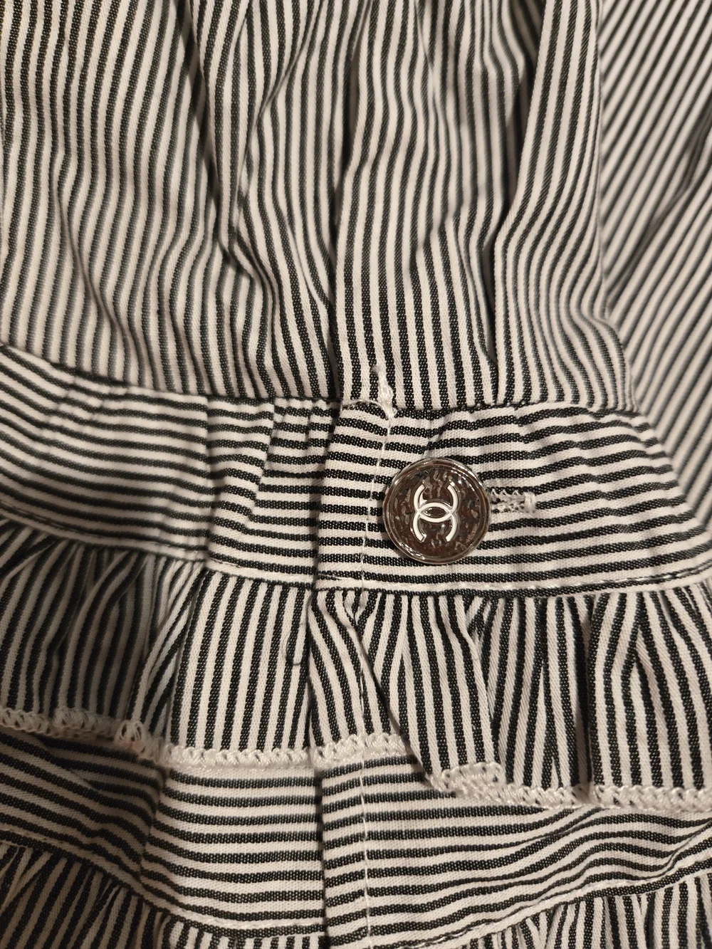 CHANEL Black & White Striped Button-Down Shirt